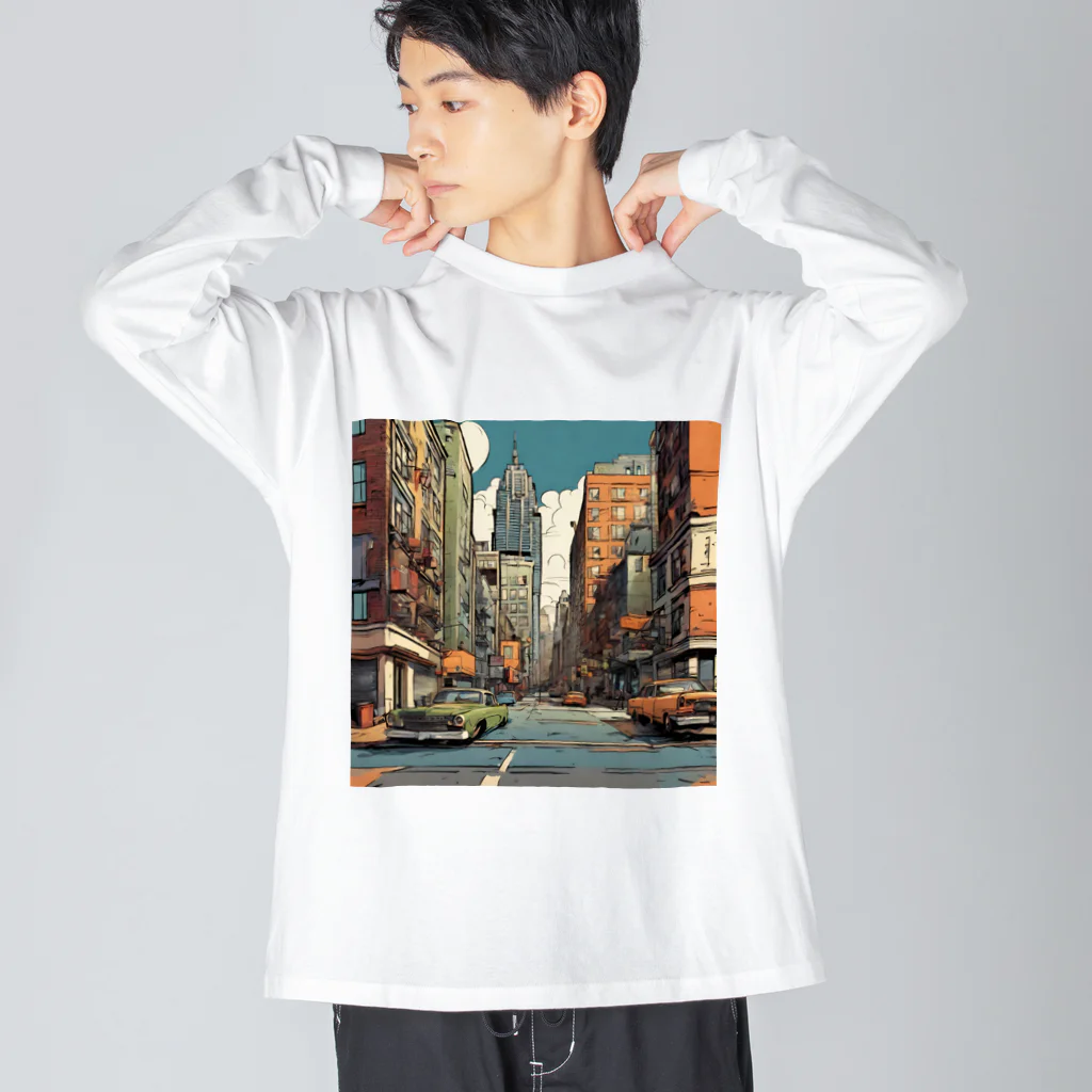 American Comic StyleのAmerican Comic Landscape 4 ビッグシルエットロングスリーブTシャツ