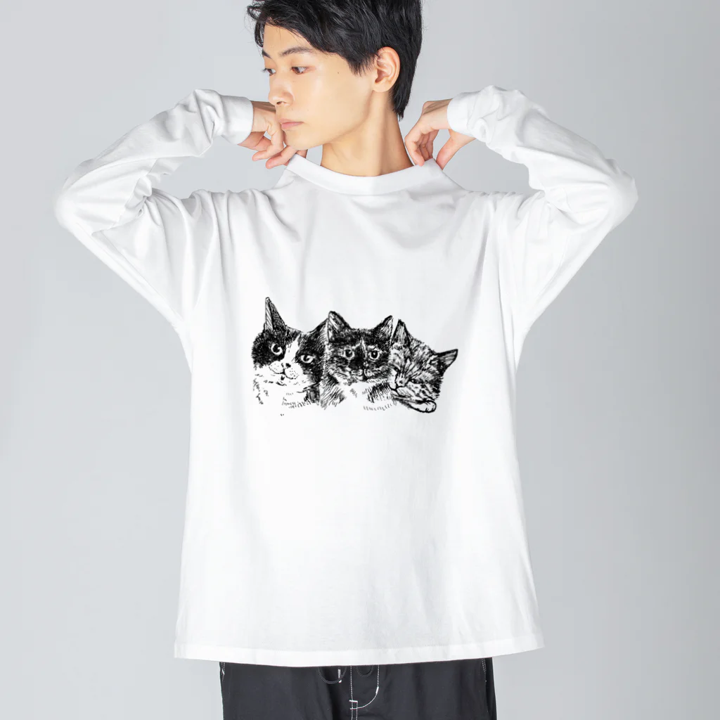 サビネコよもぎの仲良し３匹 Big Long Sleeve T-Shirt