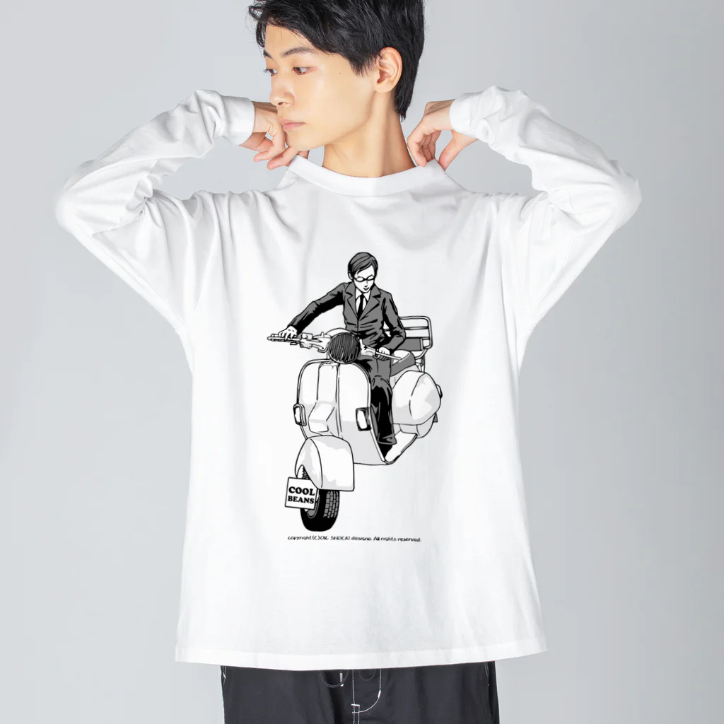 ファンシーTシャツ屋のクラシックスクーターに乗る男性 Big Long Sleeve T-Shirt