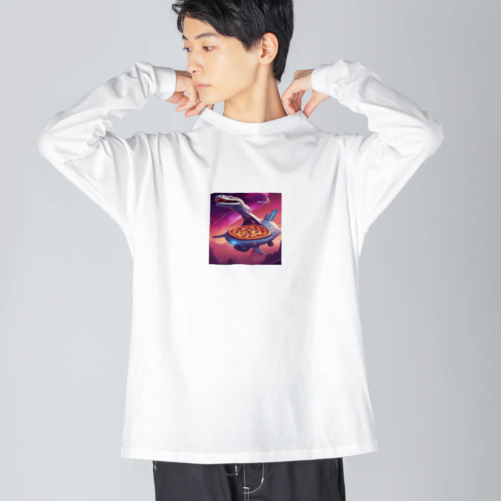 宇宙屋さんの宇宙間宅配ヘビ ビッグシルエットロングスリーブTシャツ