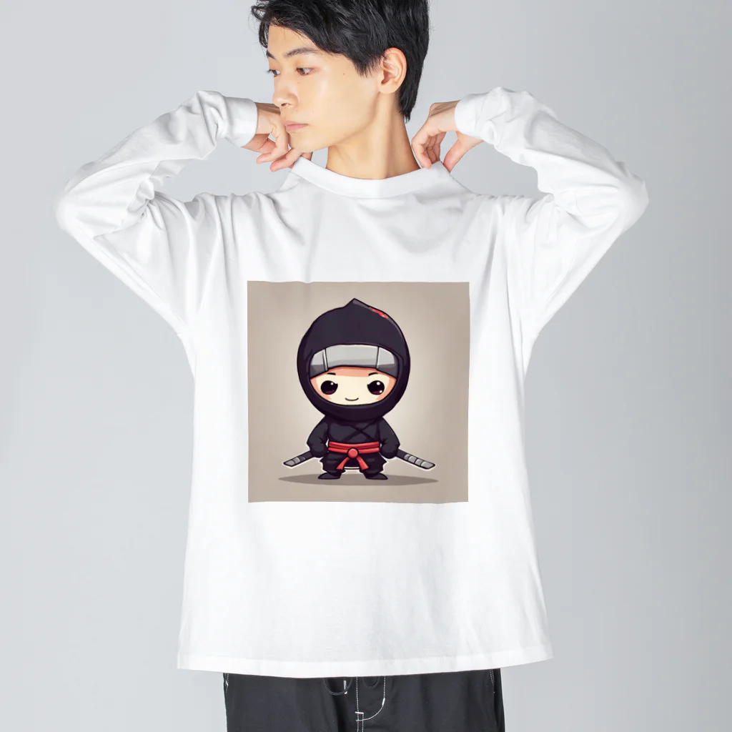 d-design-labのかわいい忍者のイラストグッズ ビッグシルエットロングスリーブTシャツ