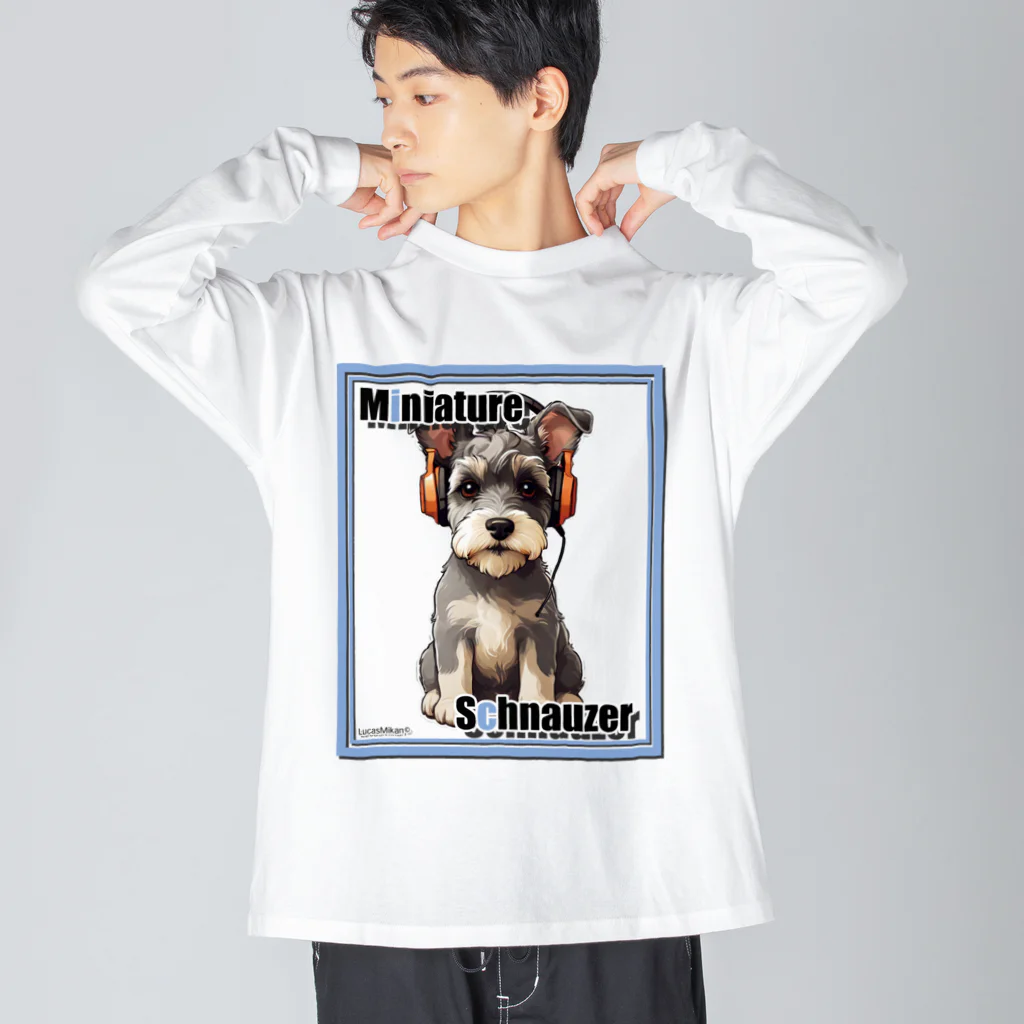 LUCASMIKAN Shopの集まれ犬好き / Gathering Dog Lover (Schnauzer) ロングTシャツ・パーカーなど ビッグシルエットロングスリーブTシャツ