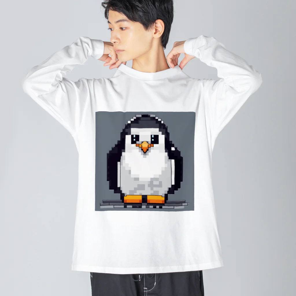 hakusyuuの優しい眼差しペンギン ビッグシルエットロングスリーブTシャツ