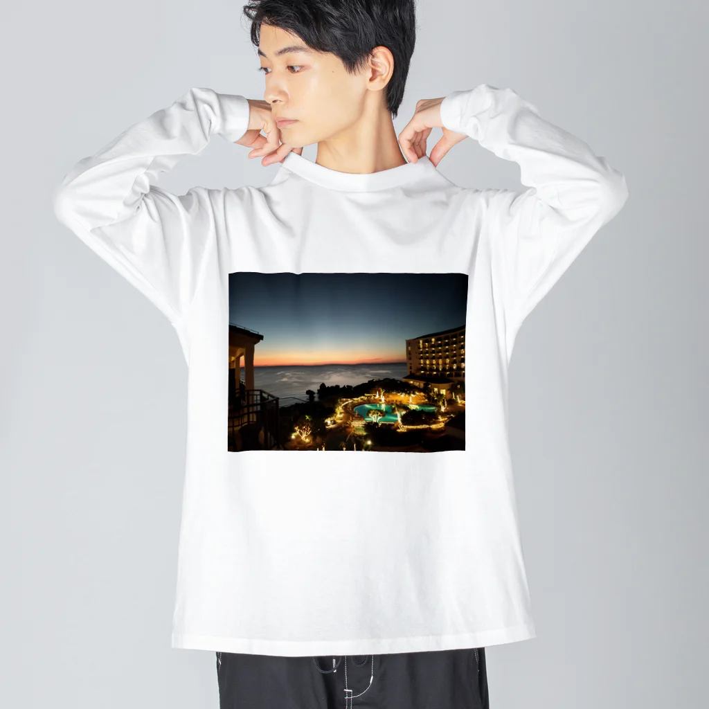 ウエディング♡カップルグッズの南国のサンセットビュー Big Long Sleeve T-Shirt