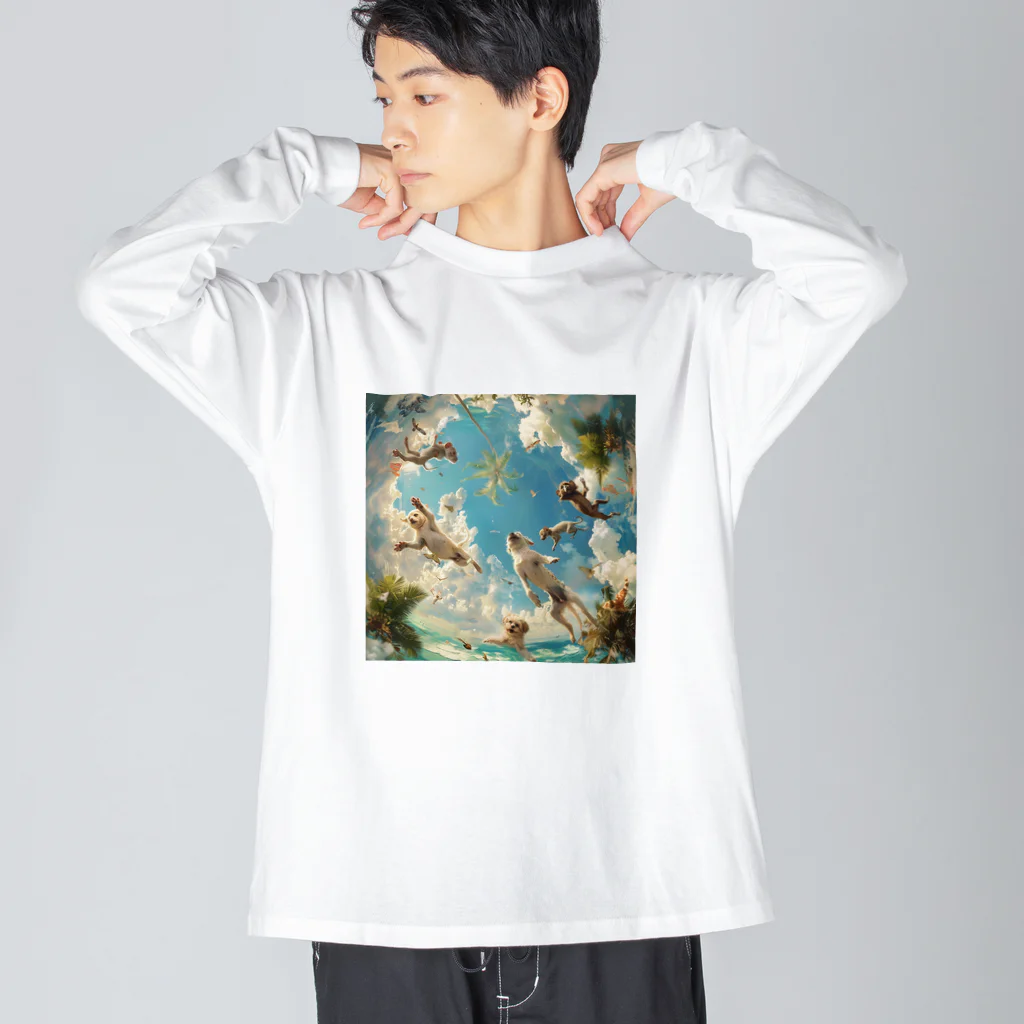 AQUAMETAVERSEのワンちゃんたちのパラダイス アメジスト 2846 ビッグシルエットロングスリーブTシャツ