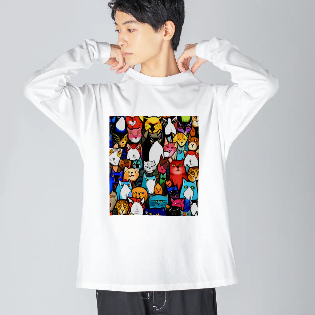 PAC (ポップアートキャット）のPAC (ポップアートキャット) Big Long Sleeve T-Shirt