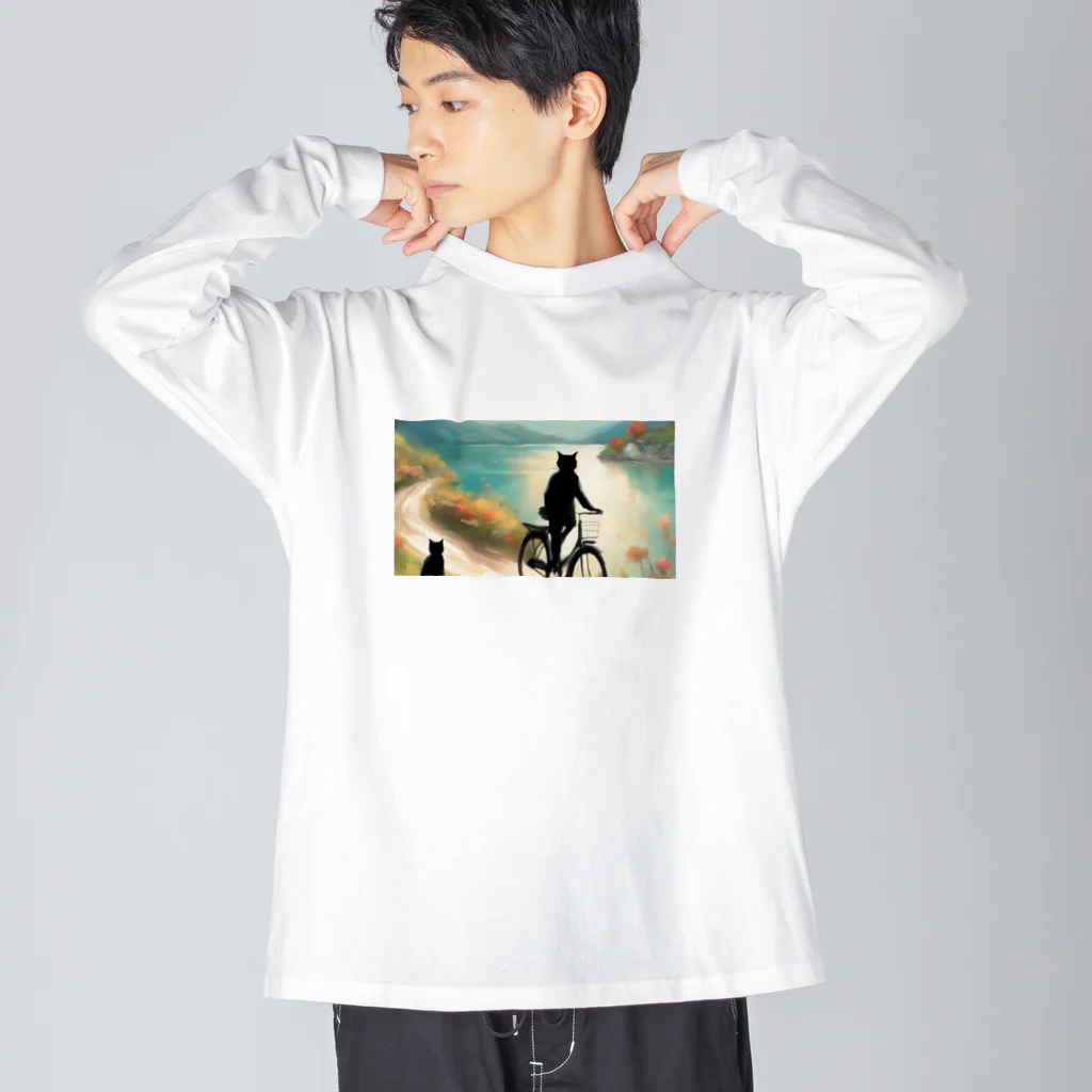 THE NOBLE LIGHTの見なれぬ黒猫おじさん Big Long Sleeve T-Shirt