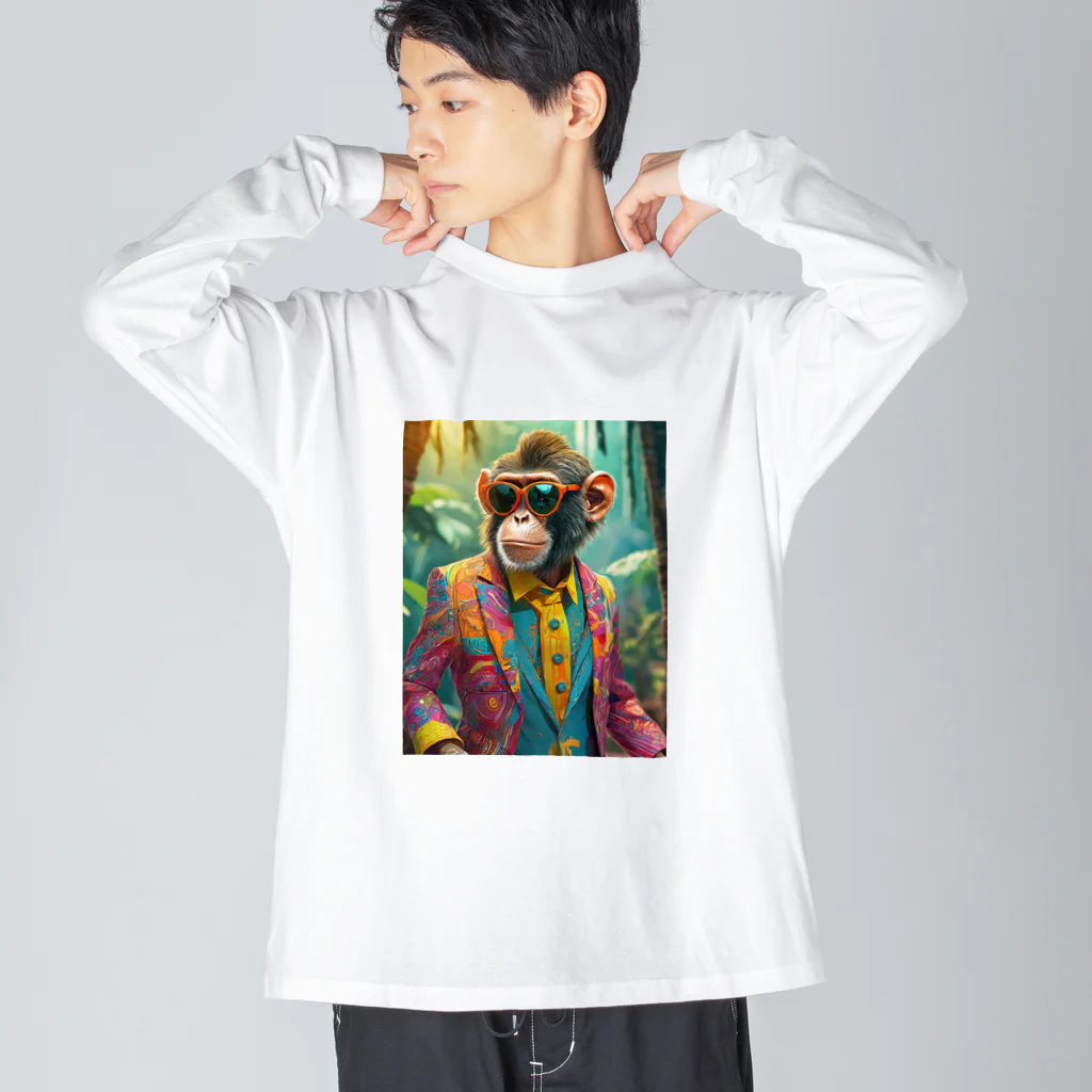 店主くにさんの推しショップのファンキーモンキーサングラス Big Long Sleeve T-Shirt