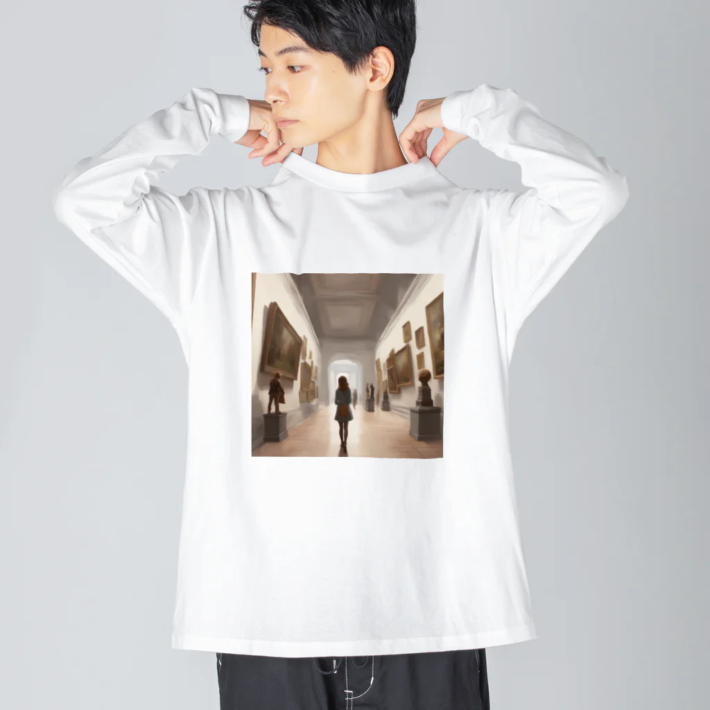 こにこの美術館を歩く女の子 Big Long Sleeve T-Shirt