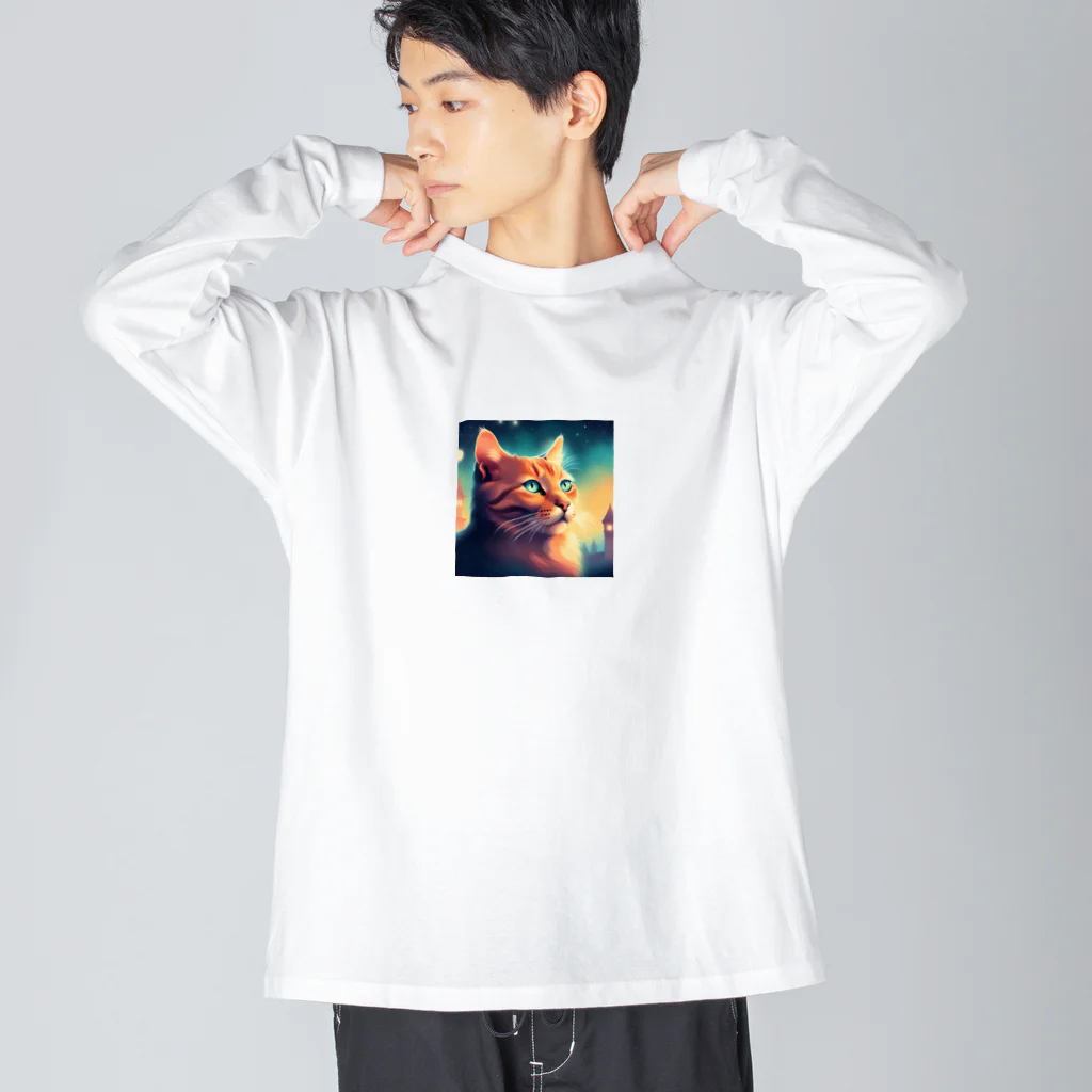 ロマンティックの何かを眺める猫のグッズ Big Long Sleeve T-Shirt