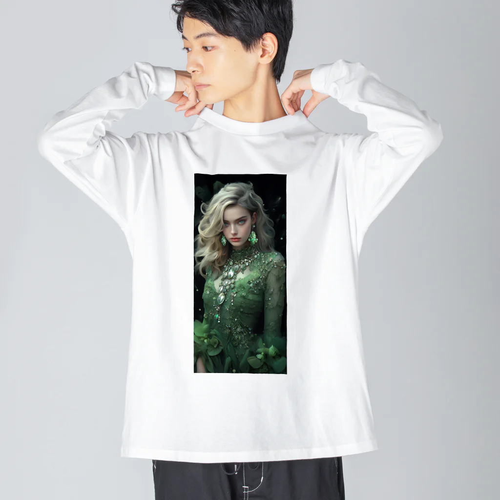 AQUAMETAVERSEのグリーンのドレスでパーティsanae 2074 Big Long Sleeve T-Shirt