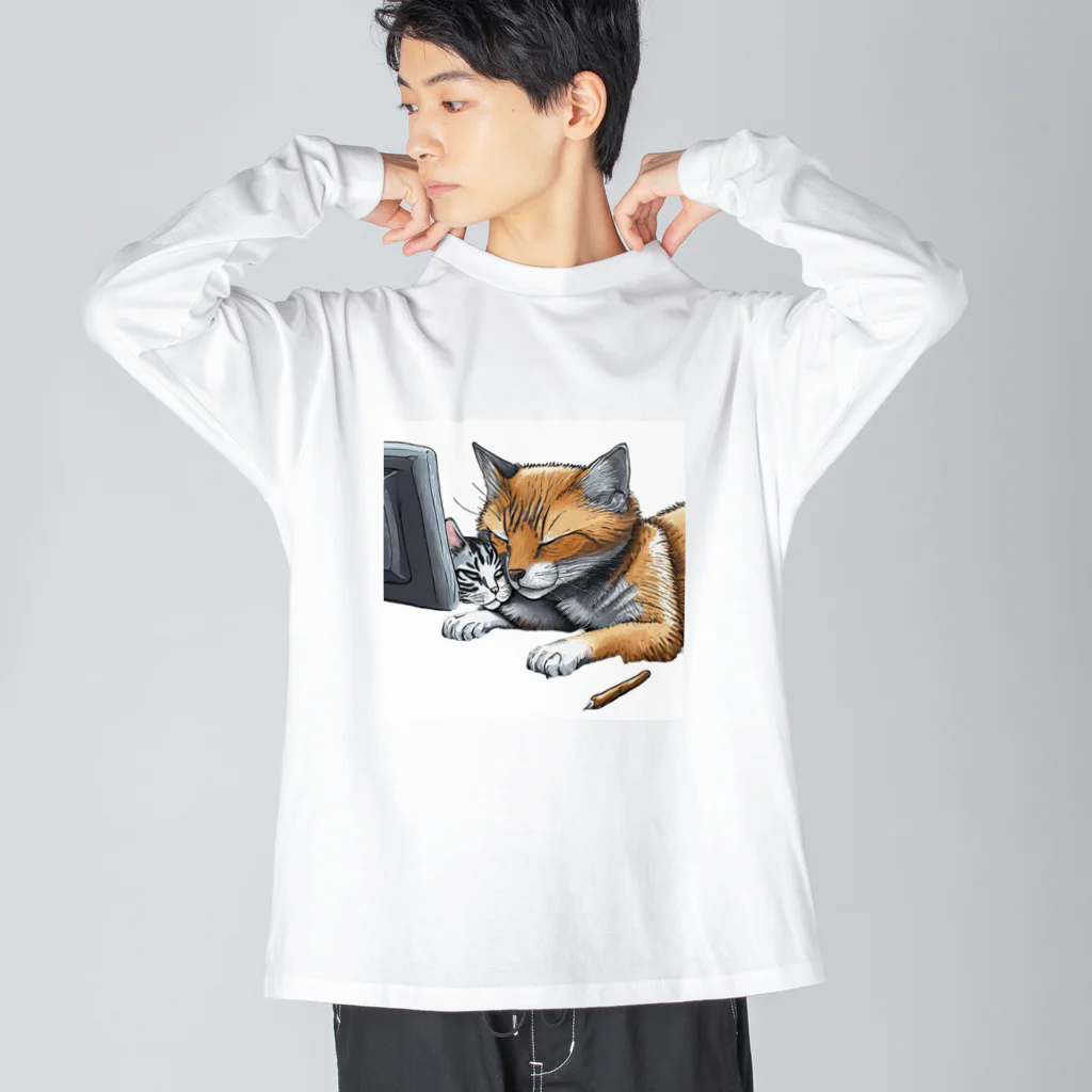 RaVaの犬と猫 ビッグシルエットロングスリーブTシャツ