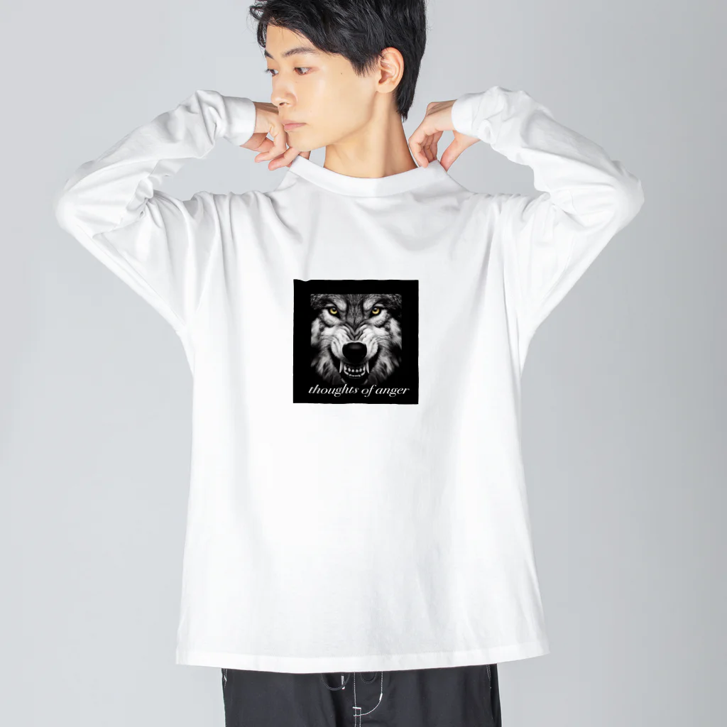 ogamiairiの怒りが囁く、かっこいい狼🐺 ビッグシルエットロングスリーブTシャツ