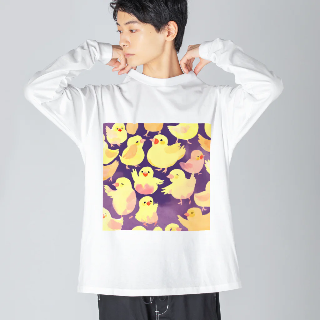 かるるんショップのハッピーひよこシリーズ　 Big Long Sleeve T-Shirt