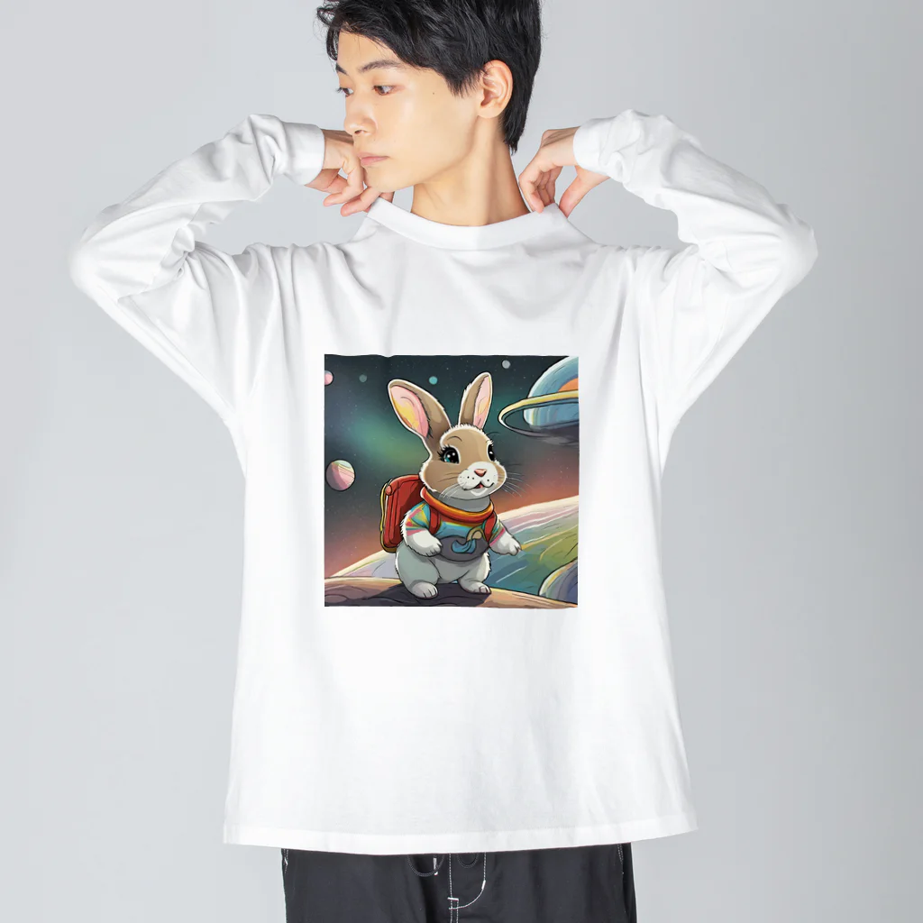 うさぎやの宇宙を旅するうさぎ2 ビッグシルエットロングスリーブTシャツ