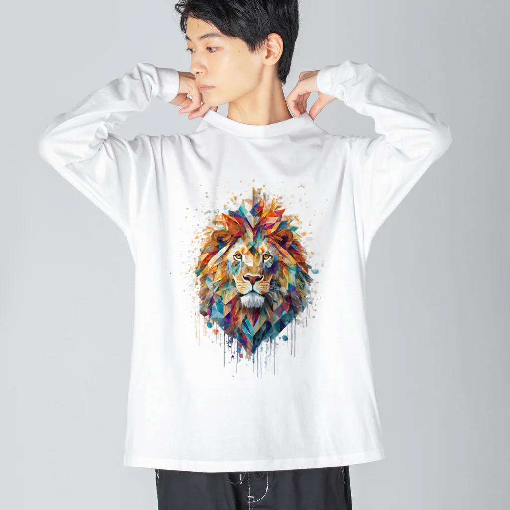 MirofuruDesignの抽象的なライオンスプラッシュTシャツ Big Long Sleeve T-Shirt