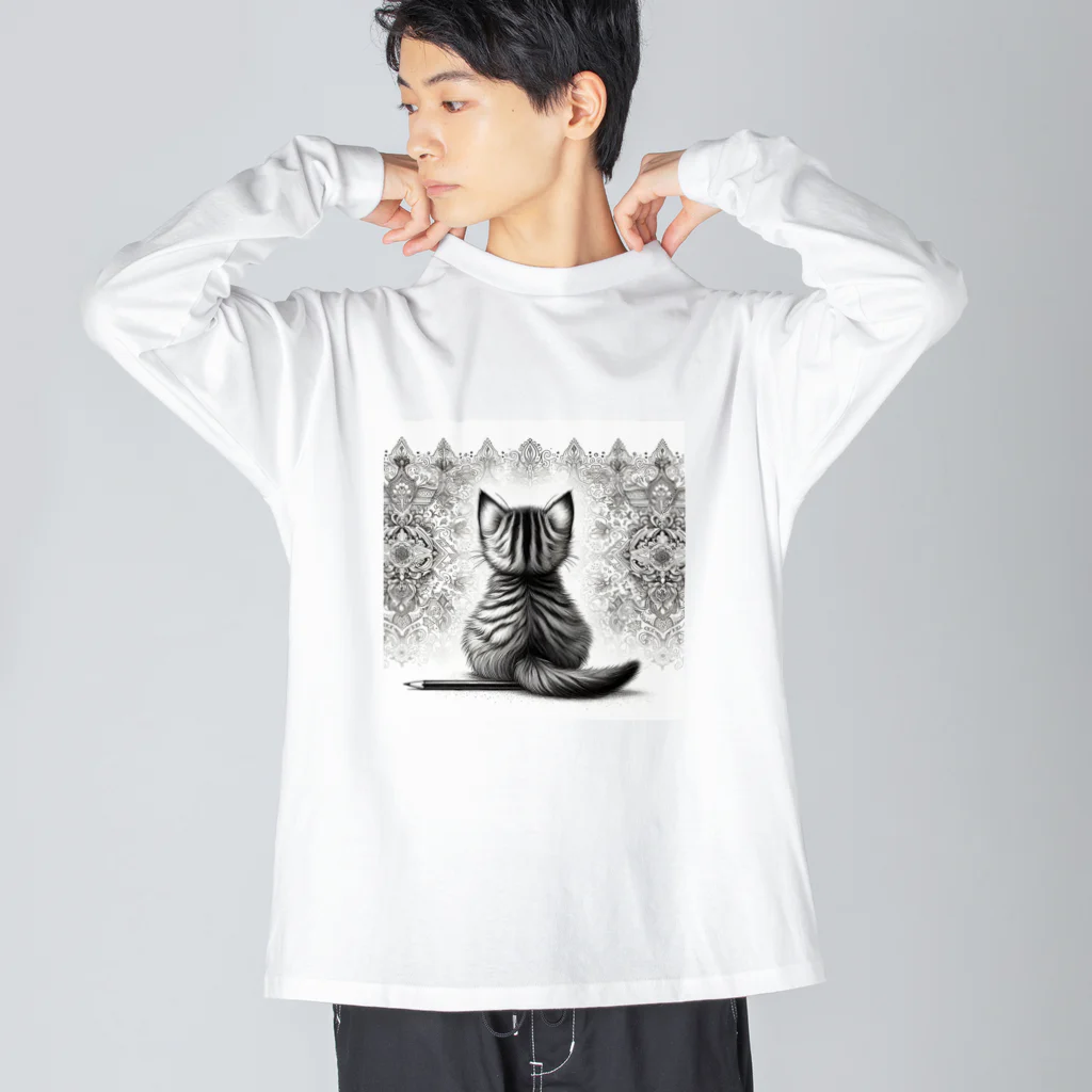 にくきゅう299のBack-raised Dream Cat 3 Big Long Sleeve T-Shirt