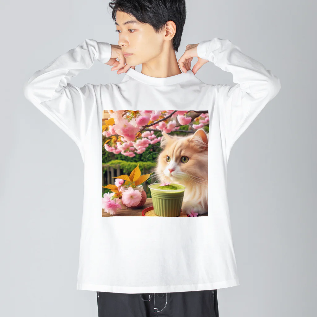 猫と紡ぐ物語の春の訪れを告げる桜満開 Big Long Sleeve T-Shirt