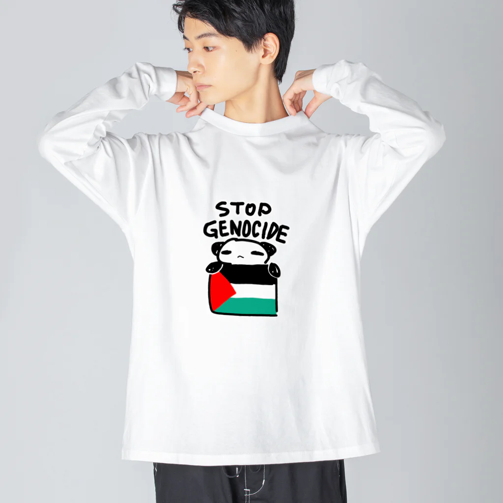 248-nijiya-のSTOP GENOCIDE Panda ストップジェノサイドぱんだ ビッグシルエットロングスリーブTシャツ