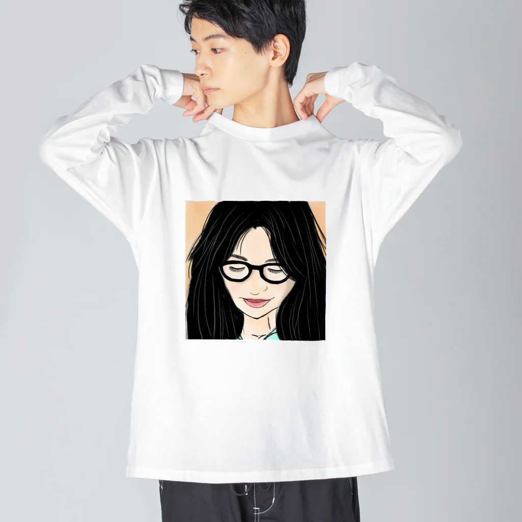 みつまめこshopのメガネ美人 Big Long Sleeve T-Shirt