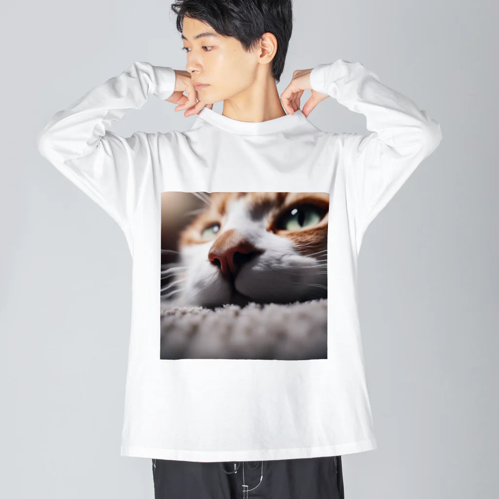 feliceのカーペットでごろんとする猫 Big Long Sleeve T-Shirt