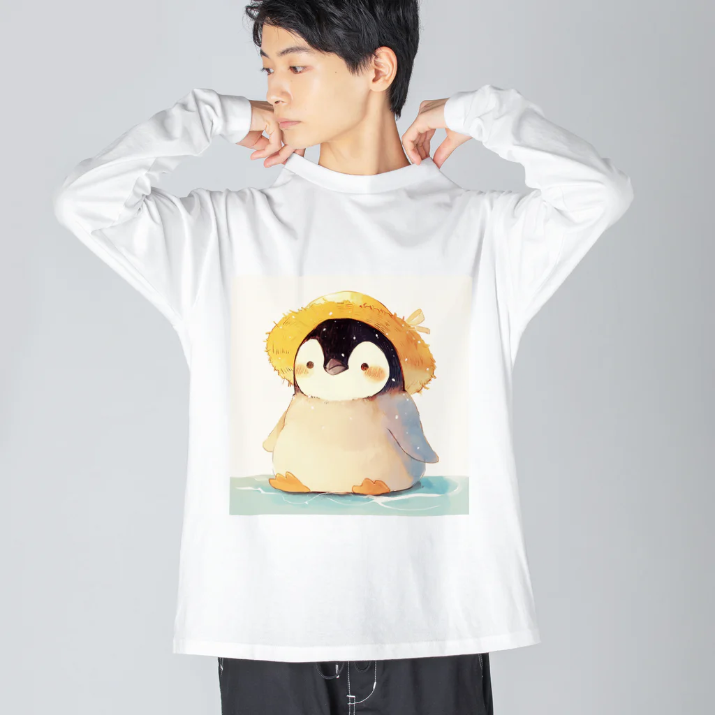 AQUAMETAVERSEの帽子をかぶった可愛い子供ペンギン Marsa 106 Big Long Sleeve T-Shirt