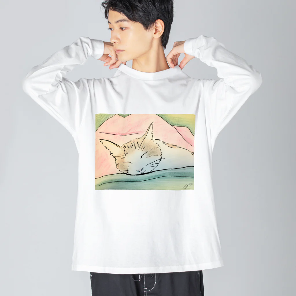 ハンドメイドSaoriのねこ♡寝子 Big Long Sleeve T-Shirt