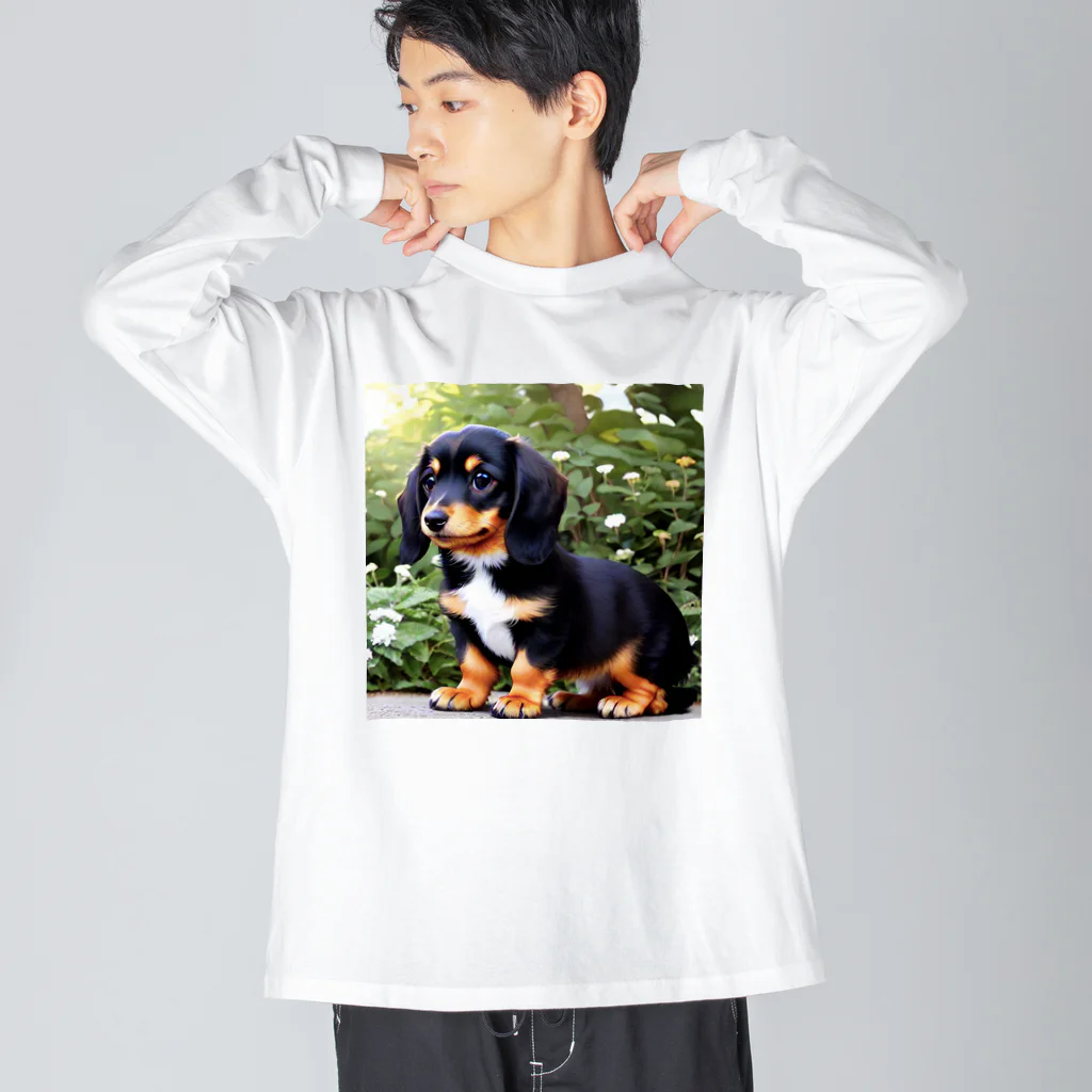 IROTOPIA🐾のダックスフントのリアムくん ビッグシルエットロングスリーブTシャツ