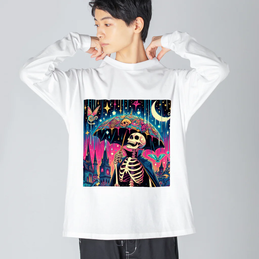 かるるんショップの骸骨紳士シリーズ　おニューの傘 Big Long Sleeve T-Shirt