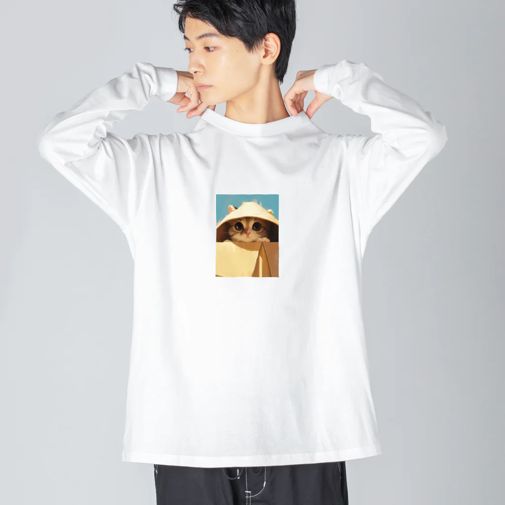 AQUAMETAVERSEの箱からのぞいている子猫　ラフルール　1859 ビッグシルエットロングスリーブTシャツ