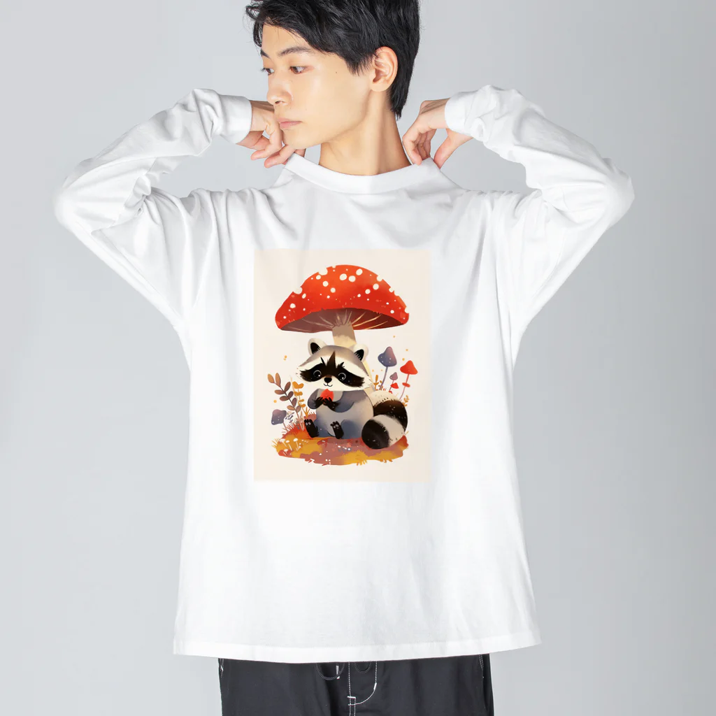 AQUAMETAVERSEのアライグマのお食事　Hime  2530 ビッグシルエットロングスリーブTシャツ