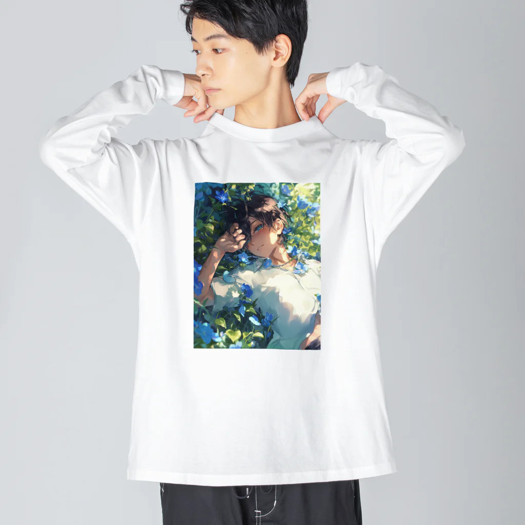 AQUAMETAVERSEの寝ぼけ顔　なでしこ1478 ビッグシルエットロングスリーブTシャツ