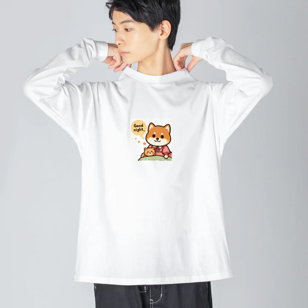 メアリーの今夜は可愛い柴犬スタンプで癒しの時間 ビッグシルエットロングスリーブTシャツ