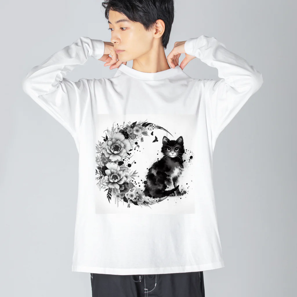 猫の墨遊の猫のスズ ビッグシルエットロングスリーブTシャツ