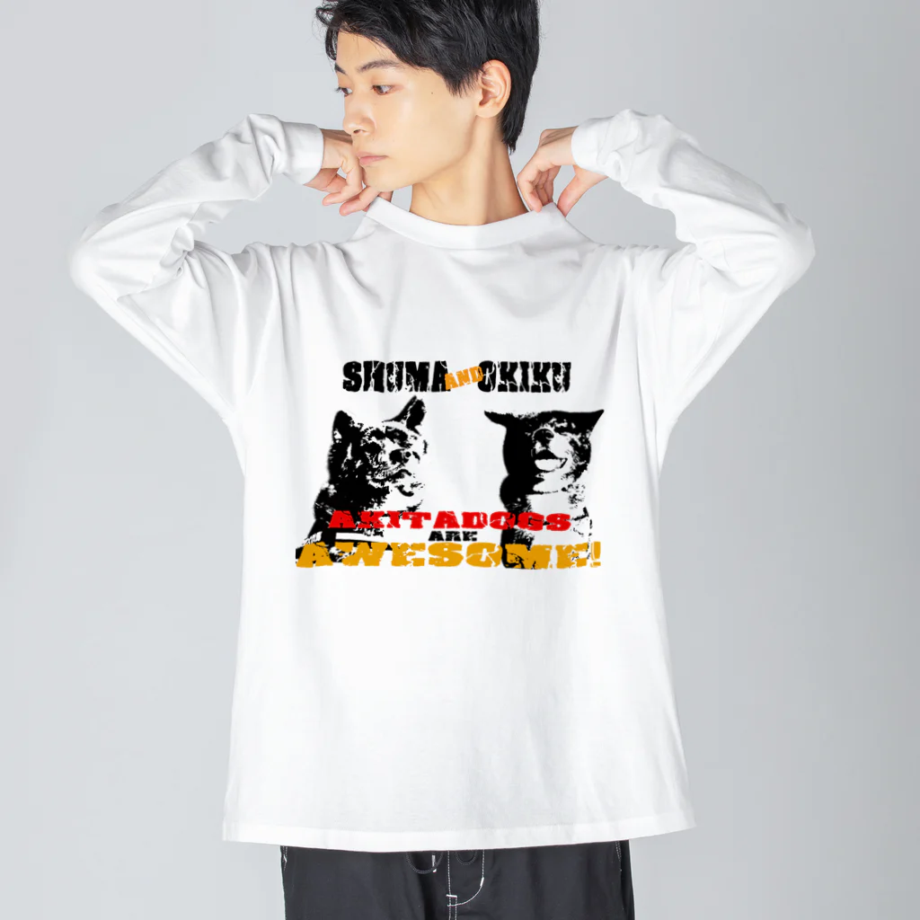 虎毛秋田犬・秋馬とお菊-Shuma and Okikuの秋馬とお菊ch.awesome ビッグシルエットロングスリーブTシャツ