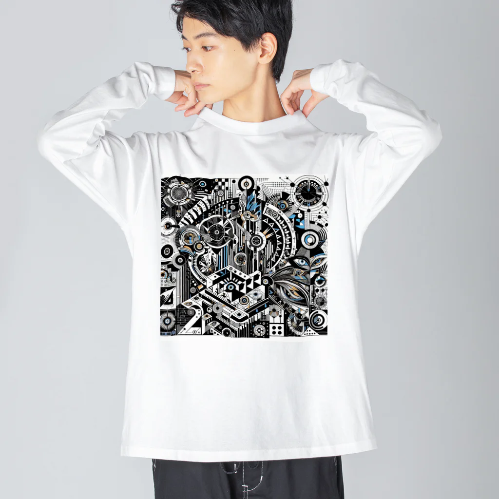 ヘッヘンのお店の【幾何学模様】アート ビッグシルエットロングスリーブTシャツ