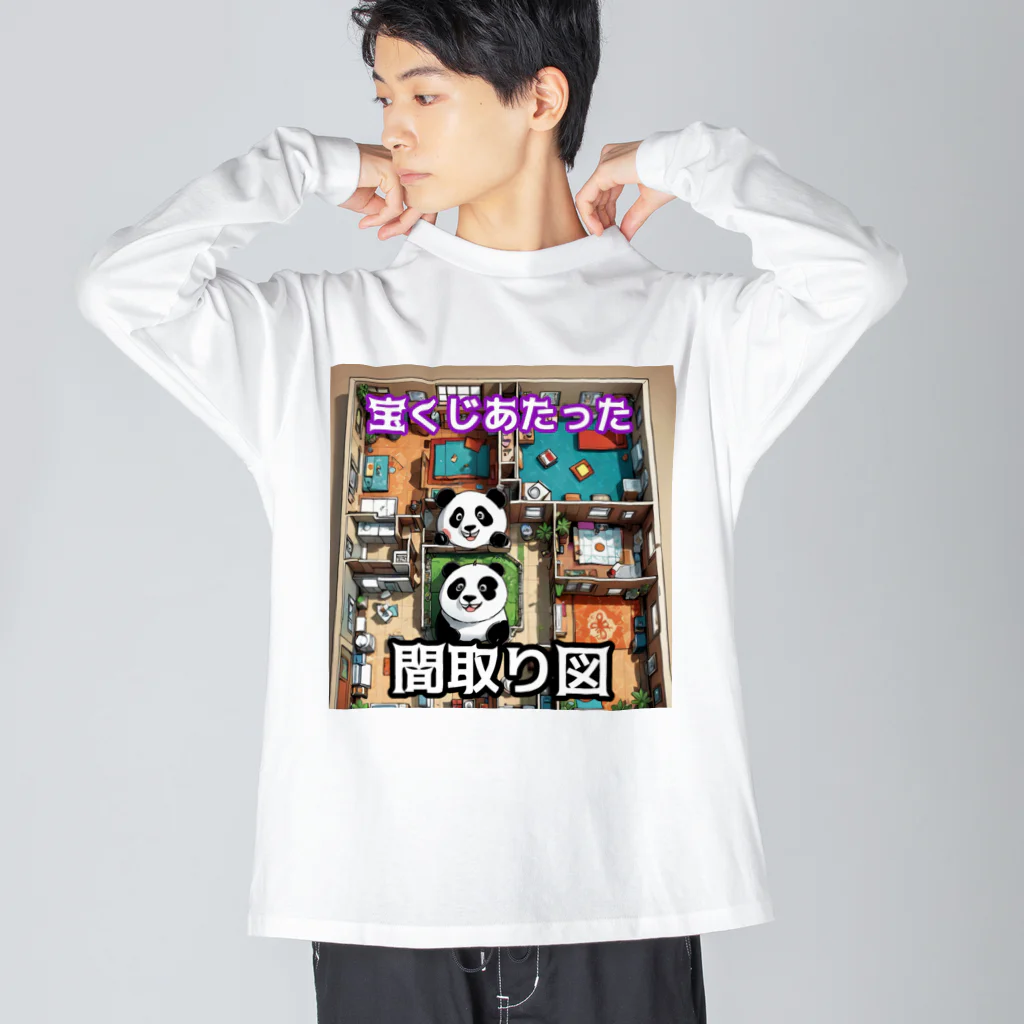 Lucky🍀の金運を呼ぶパンダ🐼 ビッグシルエットロングスリーブTシャツ