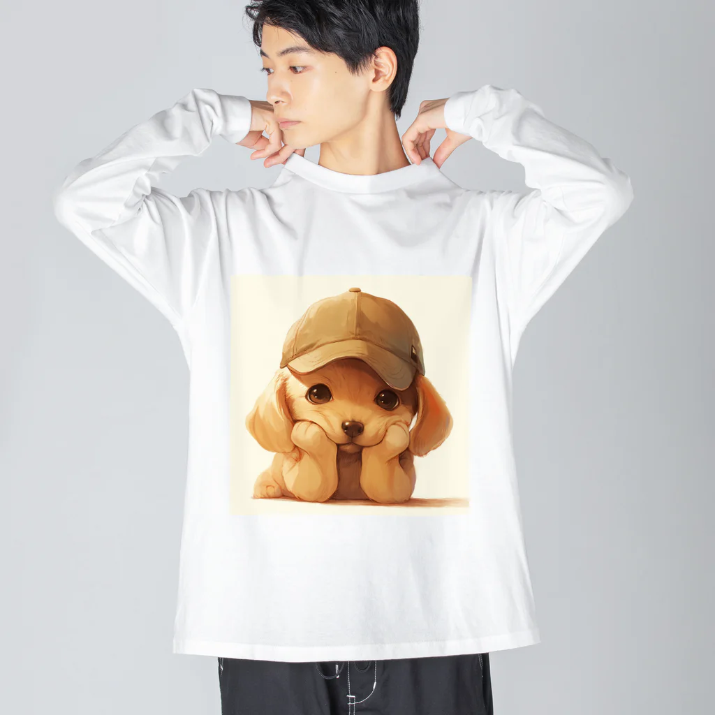 AQUAMETAVERSEのキャプをかぶった可愛い子犬 Marsa 106 Big Long Sleeve T-Shirt