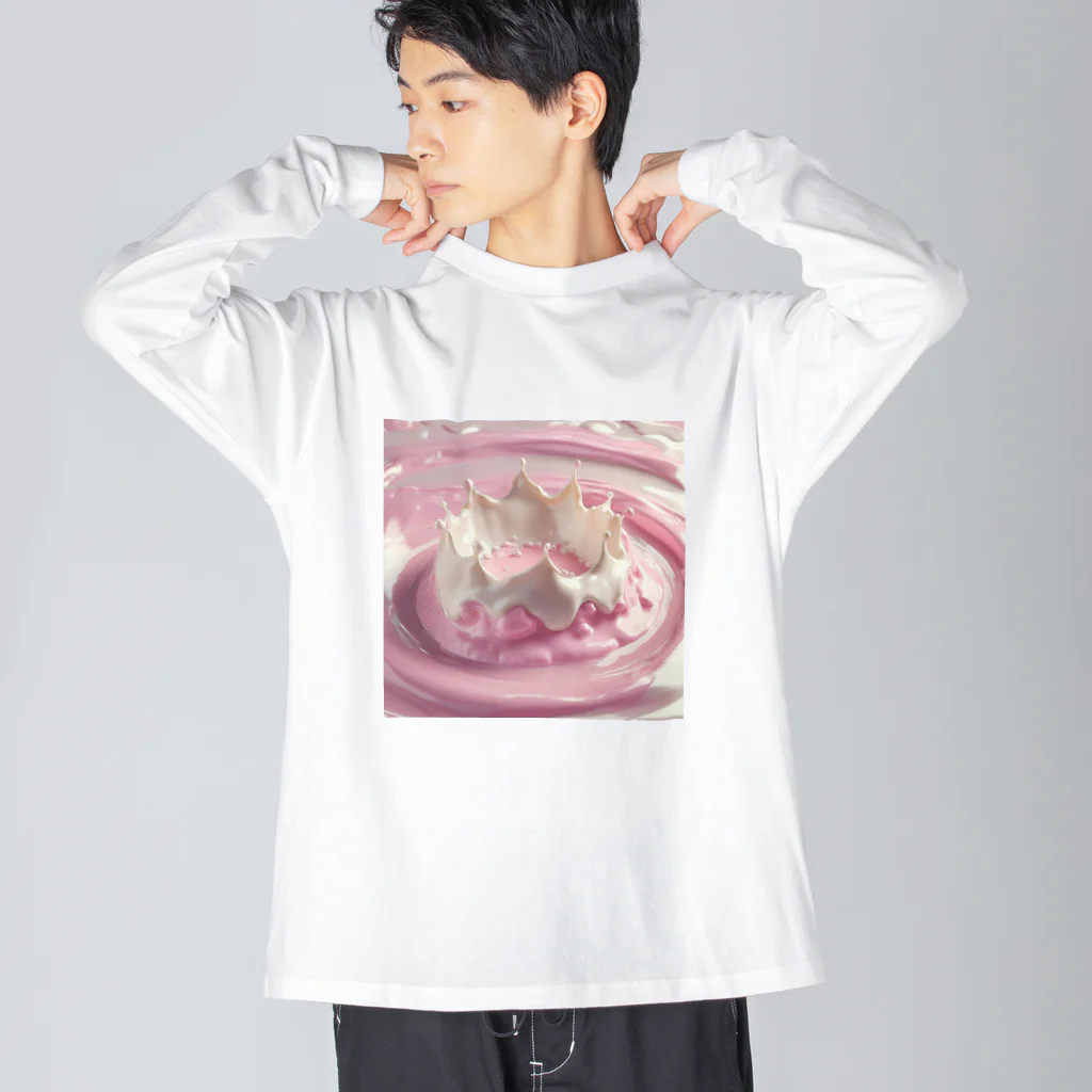 chan-takehaniの“ピンクのミルククラウン ビッグシルエットロングスリーブTシャツ