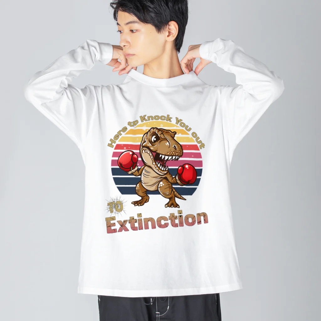 Stylo Tee Shopの絶滅までKOをするティラノサウルス Big Long Sleeve T-Shirt