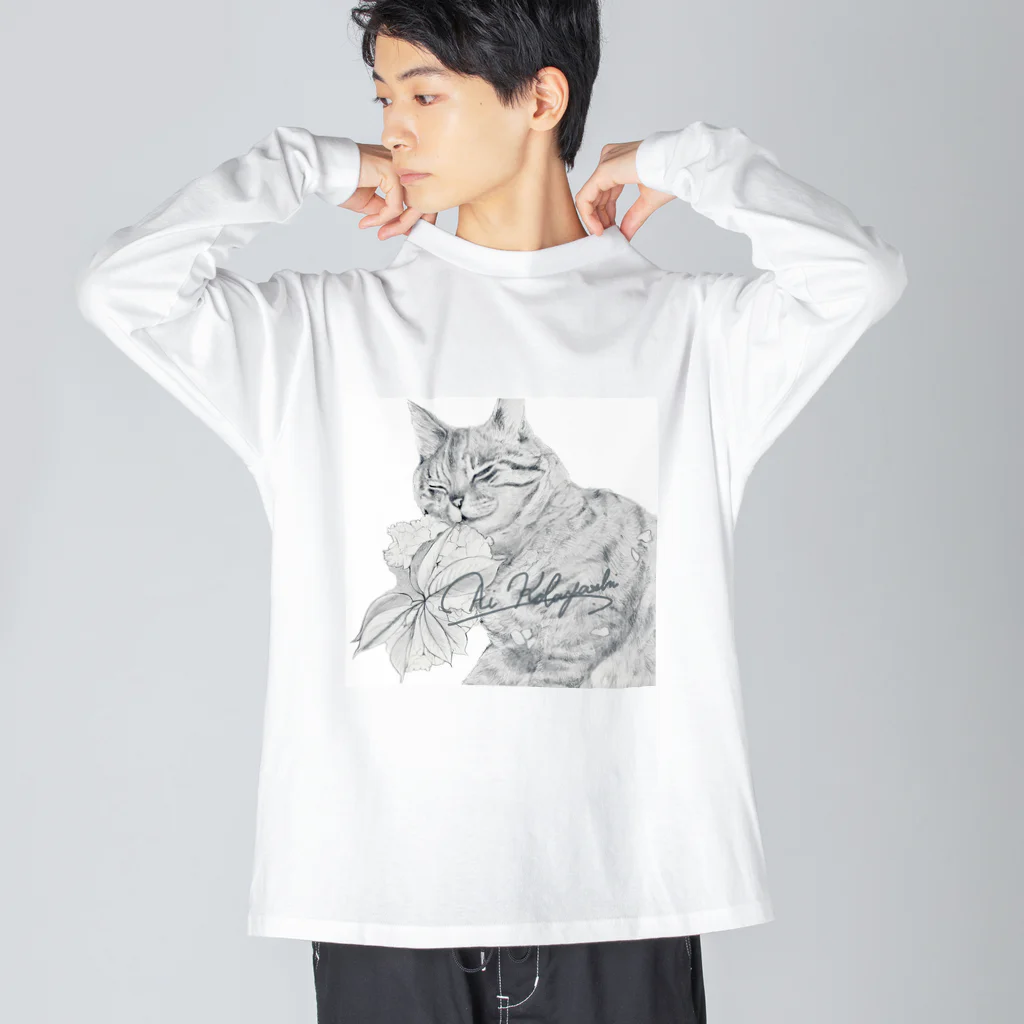 猫と犬のうちの子アート|Kobayashi Aiの桜ねこ|cherry blossom cat Big Long Sleeve T-Shirt