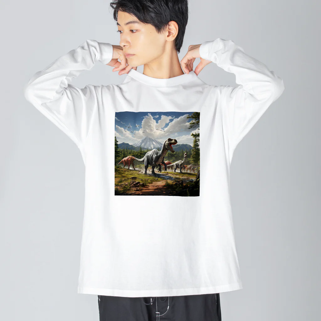 AQUAMETAVERSEの恐竜の生活　なでしこ1478 ビッグシルエットロングスリーブTシャツ