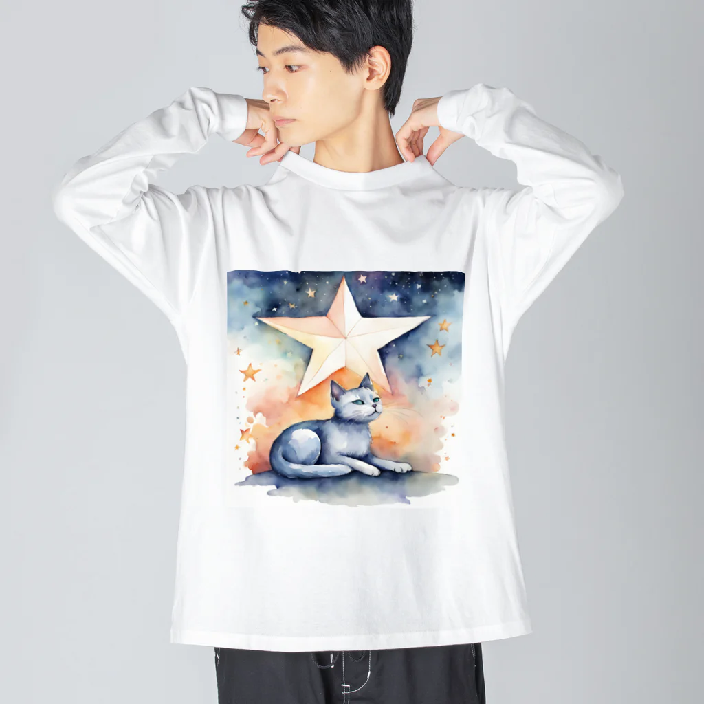 星降る夜にの星追い猫 Big Long Sleeve T-Shirt