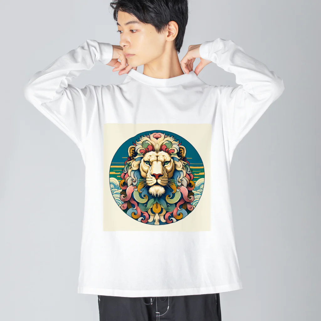 chaochao0701の浮世絵風　ライオン（顔）"Ukiyo-e style lion (face)."  "浮世繪風格的獅子（臉）。" Big Long Sleeve T-Shirt