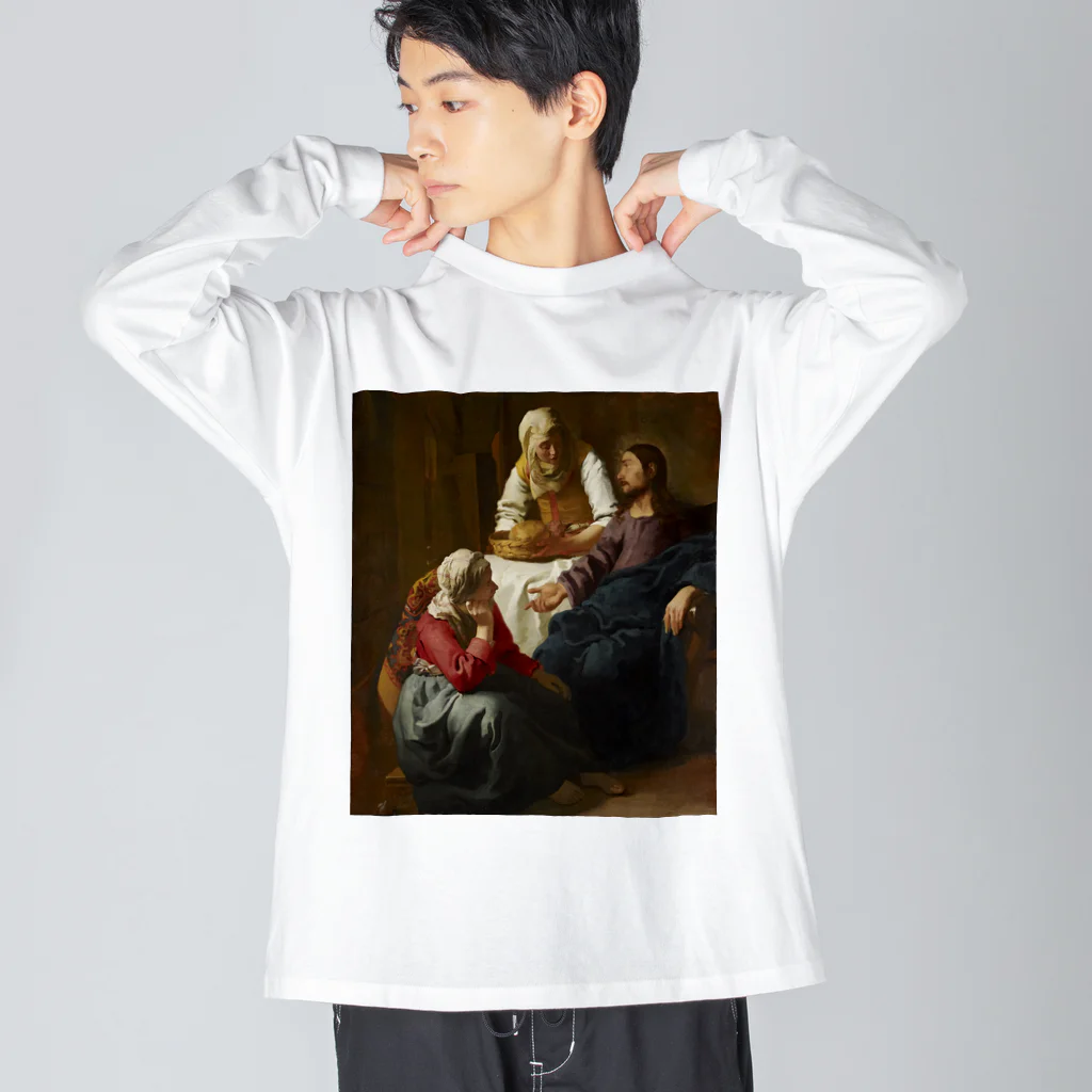 世界美術商店のマルタとマリアの家のキリスト / Christ in the House of Martha and Mary Big Long Sleeve T-Shirt