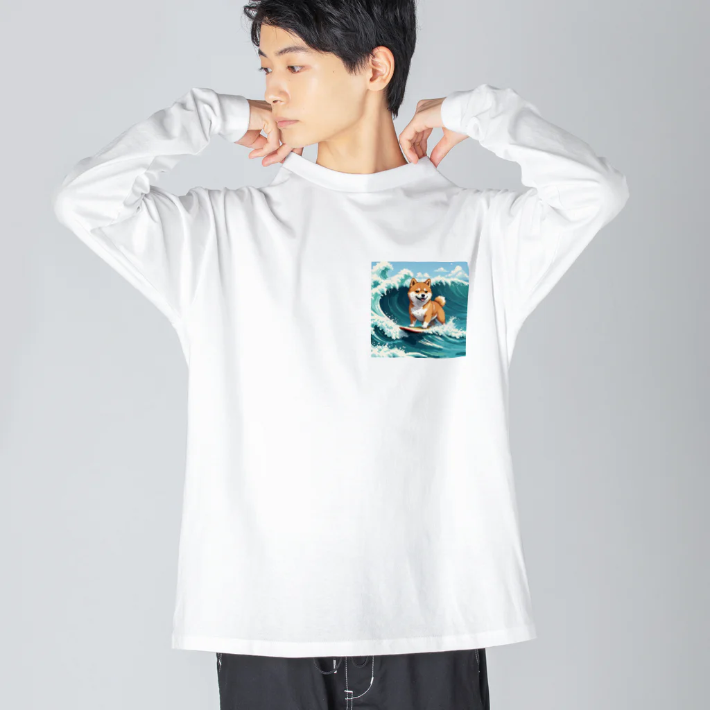 もふもふ堂の波乗り柴犬 Big Long Sleeve T-Shirt