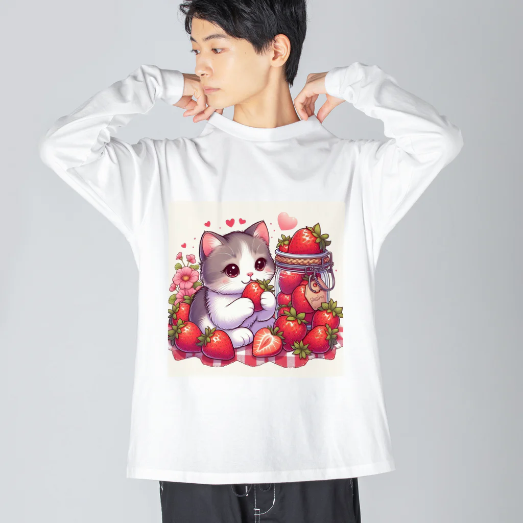 いちごと一緒🍓のいちごと猫シリーズ Big Long Sleeve T-Shirt