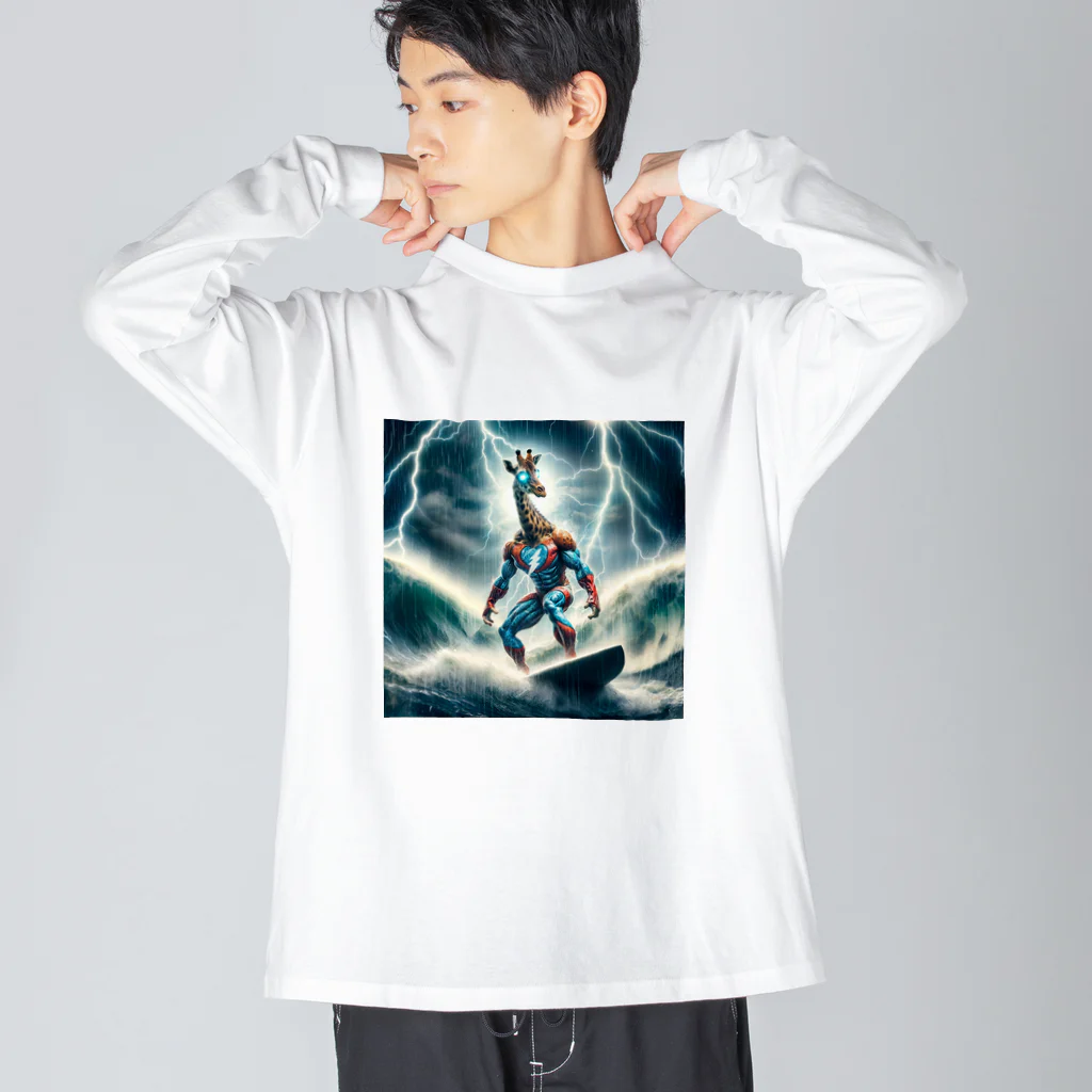 アニマルxスポーツグッズ「アニマル・ヒーローズ」の『キリンKOJIRO - 波乗り嵐での挑戦』 Big Long Sleeve T-Shirt