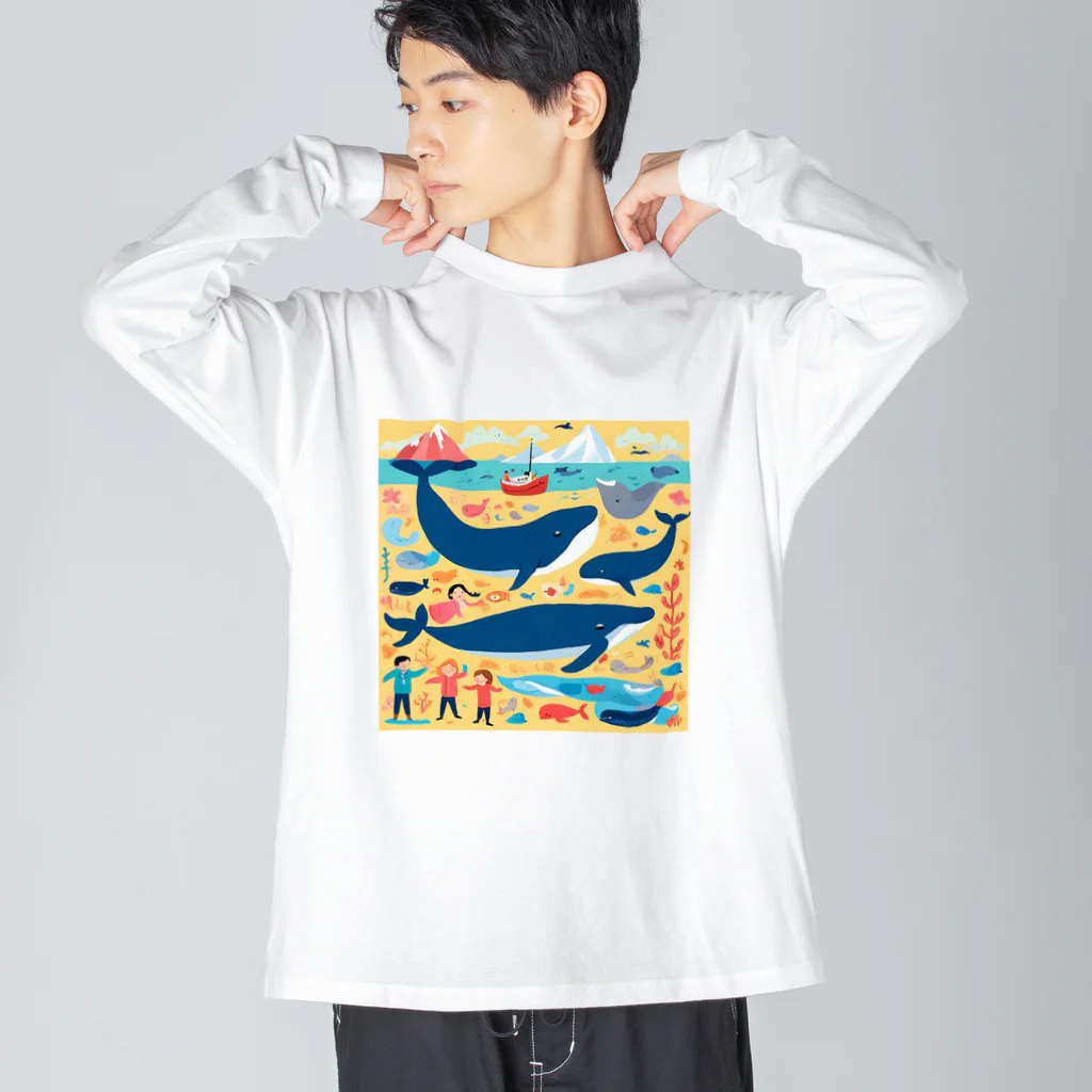 OHANA_087のアラスカの雄大な自然に暮らす人々と動物たちの調和 Big Long Sleeve T-Shirt