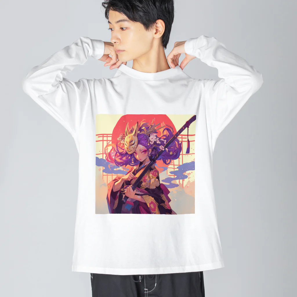 AQUAMETAVERSEの夕焼けに舞う、仮面の戦姫 Marsa 106 ビッグシルエットロングスリーブTシャツ